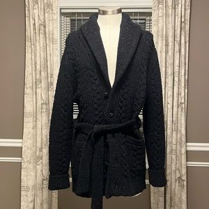 Donegal wool cardigan with sweater belt